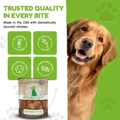 Vista 2 de Loving Pets Natural Value All Natural Soft Chew Chicken Tenders - Golosina para perros, 14 onzas