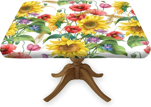 Vista 28 de Mantel cuadrado ajustable con bandera americana, 4 de julio, Día de la Independencia, manteles de madera con borde elástico, resistente a