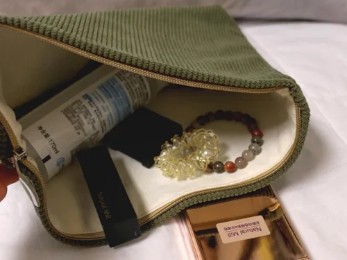Vista 4 de HAPPYHEIDI Bolsa de maquillaje grande Bolsa de cosméticos de viaje, verde Bronce Verde Oliva