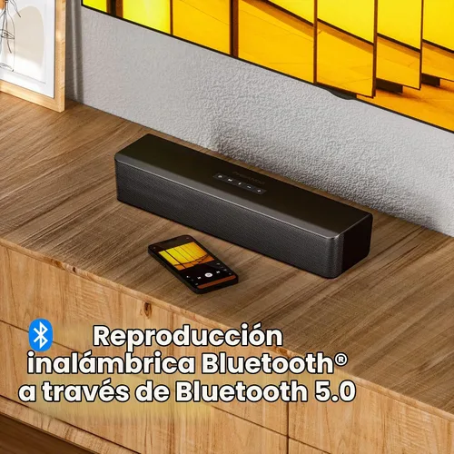 Vista 5 de Barras de sonido compactas 2.1 para TV con subwoofer, conexión HDMI ARC/Bluetooth 5.0/Óptica/AUX/RCA, control remoto, graves ajustables, montaje
