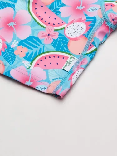 Vista 3 de i play. Camisa de manga larga con cremallera para bebé, Aqua Tropical Fruit Floral