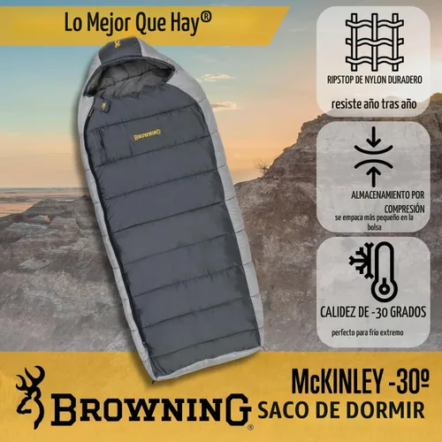 Vista 6 de Browning McKinley - Saco de dormir de 30° - Rectángulo con capucha aislado de gran tamaño fabricado con exterior Ripstop y forro de poliéster