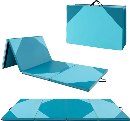 Vista 12 de Giantex 4'x10'x 2" Gymnastics Mat, 4-Panel Folding Aerobics Exercise Mat w/Hook & Loop Fastener, Carrying Handle, Portable Tumbling Mat for