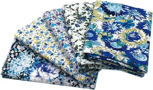 Vista 4 de Paquete de 5 piezas de tela de popelina azul claro con patrón diferente, 18.1 x 22.0 in (aprox. 18 x 22 pulgadas)