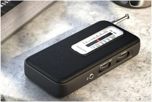Vista 7 de PHILIPS Radio FM AM portátil, funciona con pilas, luz de sintonización, excelente recepción negro TAR1506