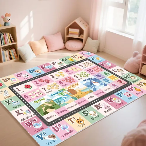 Vista 12 de Alfombra ABC infantil para sala de juegos, alfombra del alfabeto para el aula, alfombra lavable para habitación de bebé, sala de juegos, dormitorio