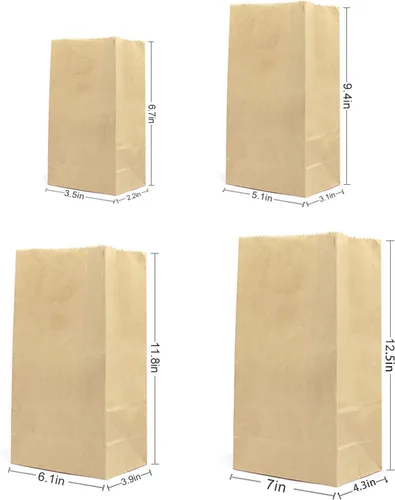 Vista 5 de Kslong - Bolsas de almuerzo de papel, 50 unidades, bolsas de papel marrón de 6 libras, 6.1 x 3.9 x 11.8 pulgadas, bolsas de papel kraft duraderas