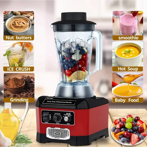 Vista 2 de BioloMix Licuadora comercial resistente, 2200W 60Oz Licuadora profesional de cocina batidos, batidos, hielo y frutas congeladas, contenedor