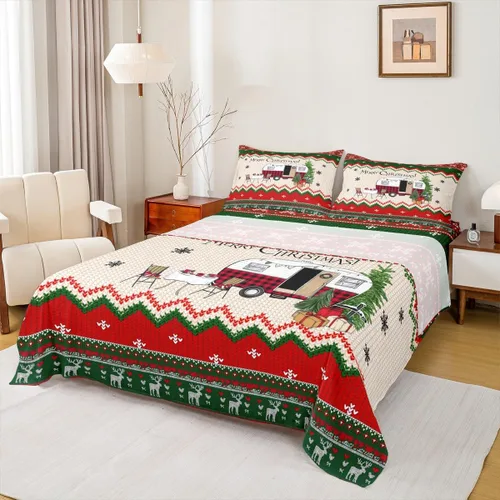 Vista 26 de Manfei Juego de sábanas de Feliz Navidad, tamaño individual, diseño rústico de pinos de dibujos animados, decoración de habitación de niños