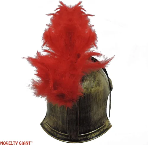Vista 4 de NOVELTY GIANT WWW.NOVELTYGIANT.COM Roman Trojan Warrior Spartan Soldier Plastic Costume Helmet wRed Feather Crest