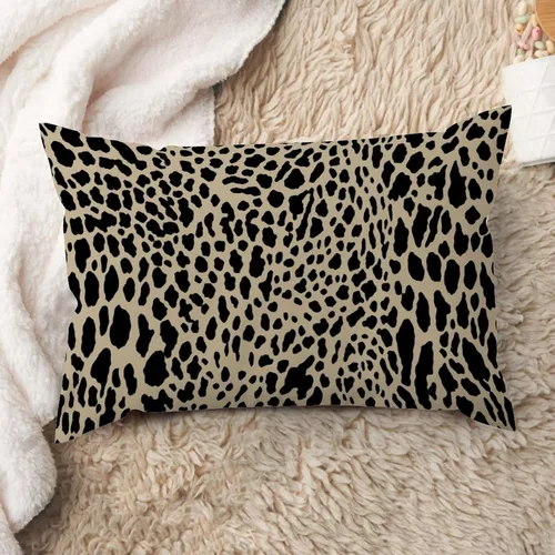 Vista 28 de ArogGeld Funda de cojín lumbar con estampado de leopardo y guepardo negro, funda de almohada para sofá, con manchas de animales marrones y negros