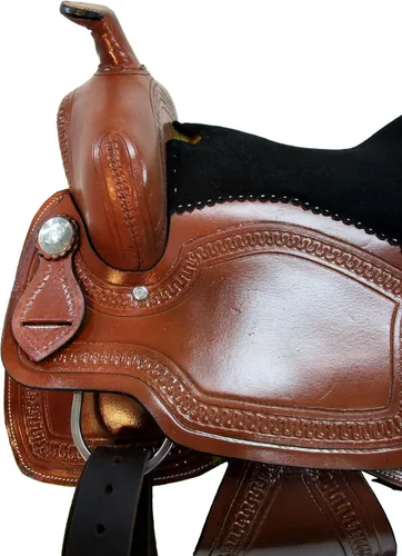 Vista 3 de Western Saddle Barril Racing Caballo Placer Floral Tooled Cuero Trail Tack Cowboy Rodeo Set 15 16 17 18