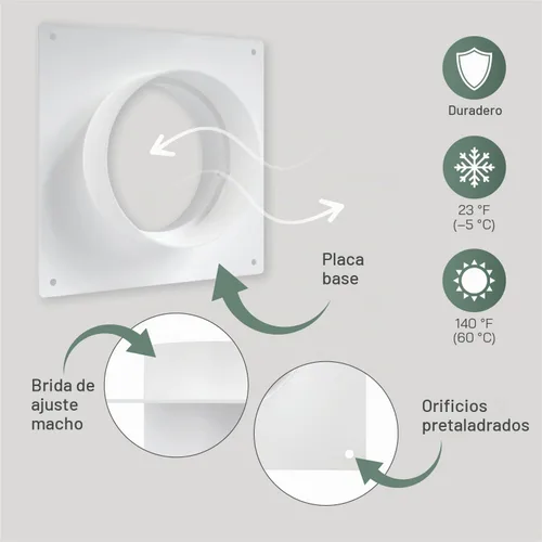 Vista 5 de Vent Systems Conector de conducto de ventilación de aire de 4 pulgadas, brida de tubo de ventilación recta, placa de conector de conductos