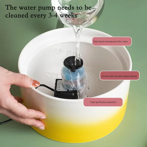 Vista 2 de Fuente de agua de cerámica para gatos, 1L/33.82 onzas, fuente de cerámica para gatos, dispensador de agua para perros, fuente para mascotas