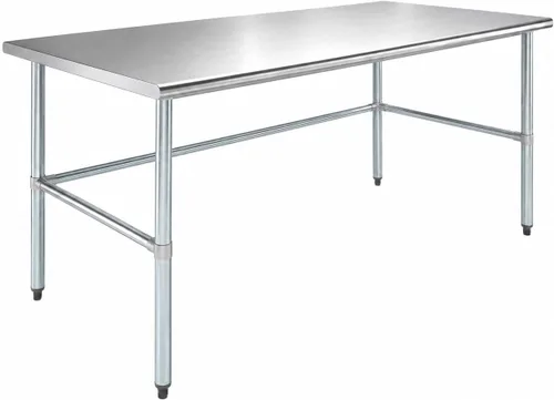 Vista 41 de AmGood Mesa de trabajo de acero inoxidable con base abierta, banco de trabajo de metal