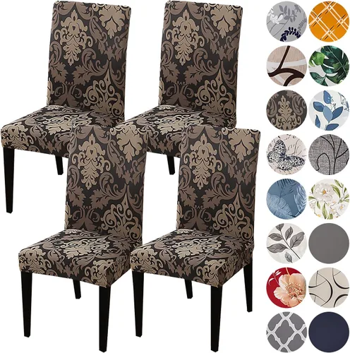 Vista 78 de HZDHCLH Juego de 4 fundas para sillas de comedor color burdeos, fundas elásticas de elastano para sillas Parsons, paquete de 4, fundas de asiento
