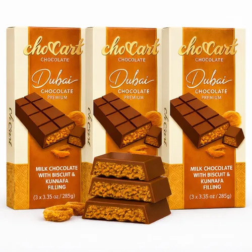 Vista 17 de Barra de chocolate ChoCart Dubai con algodón de azúcar y pistacho 95g de chocolate con leche belga prémium Delicia viral del Medio Oriente