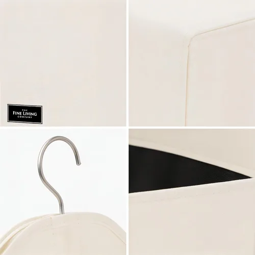Vista 8 de The Fine Living Co. - Bolsa colgante para ropa sucia, colgador resistente, organizador de cestas de armario que ahorra espacio (beige)