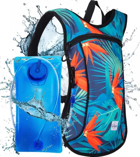 Vista 9 de Vibe Festival Gear Mochila de hidratación con bolsa de agua de 2 L para mujeres, hombres, adolescentes y niños, Hydropack Hydro Sports, al aire