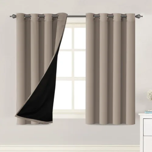 Vista 8 de H.VERSAILTEX Paneles de cortina 100% opacas de 45 pulgadas de largo, con aislamiento térmico, cortinas opacas con forro para dormitorio, dos capas