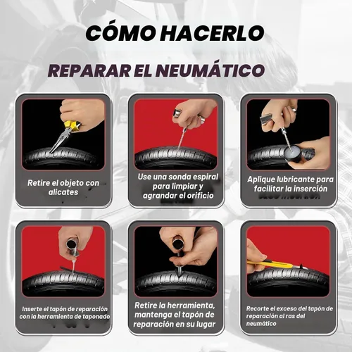 Vista 5 de DIYSELF Kit de reparación de neumáticos de 45 piezas, kit de tapones para neumáticos, kit de parches para neumáticos de servicio pesado, kit