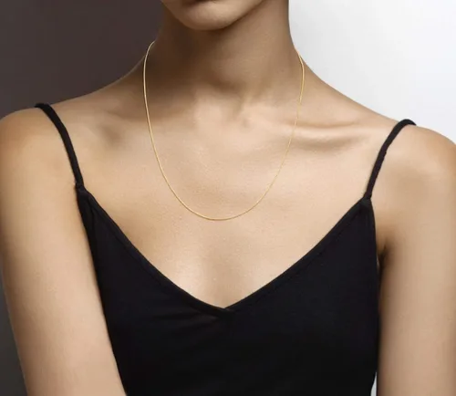 Vista 5 de Miabella 925 Sterling Silver or 18Kt Yellow Gold Over Silver Italian 1mm Adjustable Solid Thin Bolo Box Chain Necklace for Women Made in Italy