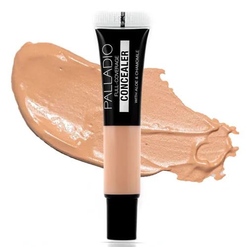 Vista 17 de Palladio Corrector de cobertura completa – Fórmula cremosa para rostro y debajo de los ojos, disfraza ojeras, manchas, líneas finas, unifica el tono