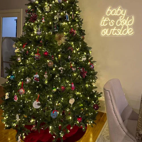 Vista 4 de Looklight Letrero de neón de Navidad "Baby It's Cold Outside" para decoración de pared, luces LED para bar, fiesta, habitación, tienda, ventana