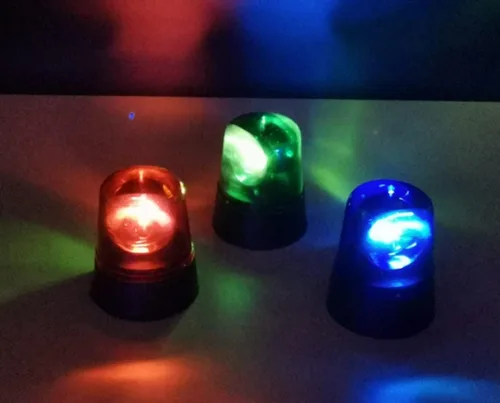 Vista 9 de anso Rotación azul LED policía coche baliza discoteca fiesta DJ lámpara DIY luz de alerta roja (rojo)