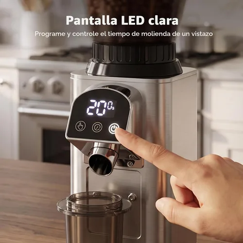 Vista 5 de Molinillo de granos de café con 48 ajustes, temporizador de 40 Plateado