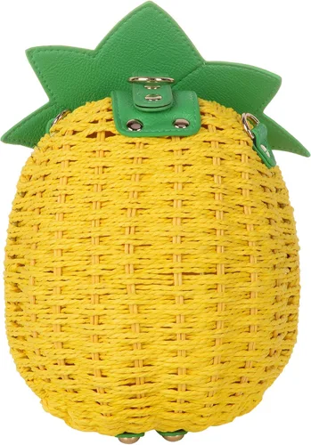 Vista 2 de QZUnique Bolso bandolera de paja de frutas, tejido a mano, bolso cruzado de verano, playa, mar, fresa, piña, sandía