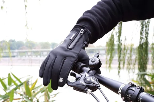 Vista 6 de FZ FANTASTIC ZONE Guantes de conducción impermeables para hombre con pantalla táctil resistente al viento, con forro polar