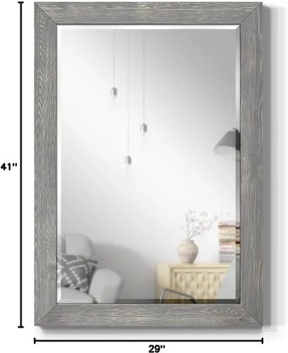 Vista 7 de Wexford Home Espejo rústico gris, espejo de pared rectangular con marco de madera desgastada para decoración del hogar, se puede colgar