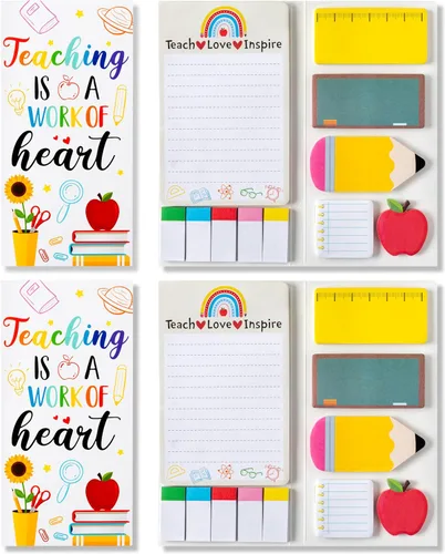 Vista 60 de Xqumoi Juego de 2 notas adhesivas Teaching is A Work of Heart, lápiz de pizarra, Apple, blocs de notas autoadhesivas para el profesor, escritura