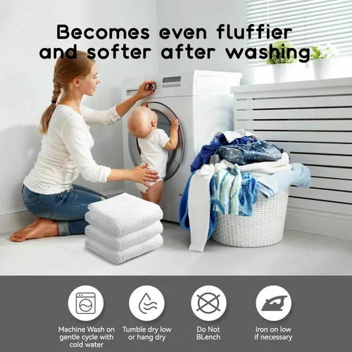 Vista 7 de Toallas con capucha para bebés y niños pequeños, toalla de baño de muselina suave y absorbente para niños y niñas (blanco puro, 1 unidad)