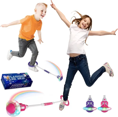 Vista 14 de Rocket Flashing LED Ankle Skip Fun Cool Jumping Gift for Ages 5 6 7 8 9 10+ Kids NO Battery Charging Needed Family Exercise Fitness Coordination Azul