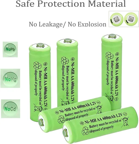 Vista 6 de Paquete de 12 baterías de luz solar AA Ni-MH 600mAh 1.2Volt recargables para luz de paisaje de jardín 12 Packs Double A Battery for Outdoor