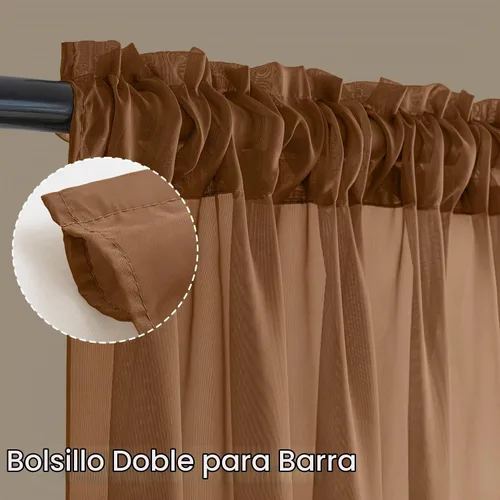 Vista 3 de MIULEE Cortinas traslúcidas marrón oscuro de 96 pulgadas de largo, 4