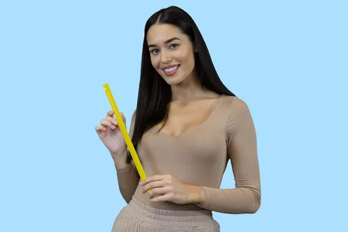 Vista 2 de Yellow Vocal Tubes para terapia del habla y canto - Pajitas de terapia para la salud vocal - Juego de 2 tubos de silicona para terapia de voz