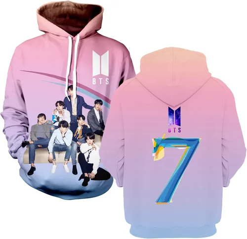 Vista 3 de Kpop Sudadera con capucha para mujer unisex con estampado 3D con bolsillo grande regalos para fanáticos
