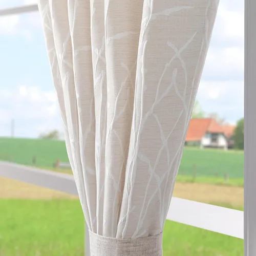 Vista 9 de Pitalk - Cortinas con patrón beige de 63 pulgadas de largo para dormitorio, 2 paneles con pestaña trasera y bolsillo, diseño de ramas de árbol