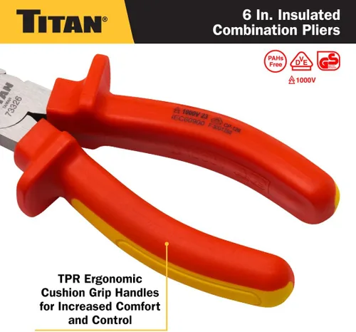 Vista 5 de Titan 73326 Alicates combinados aislados VDE de 6 pulgadas