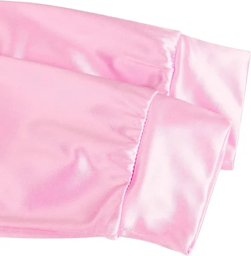 Vista 6 de FLOWDREAM 1950s Child Kids Pink Satin Jacket Little Girls Halloween Costume Cosplay Fancy Dress up Coat with Neck Scarf