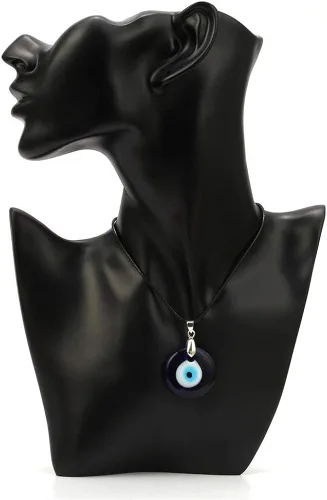 Vista 4 de Evil Eye Necklace Turkish Blue Glass Evil Eye Pendant Necklaces Hamsa Hand Leather Rope Chain Necklace for Women Men Girls Lucky Protection Jewelry