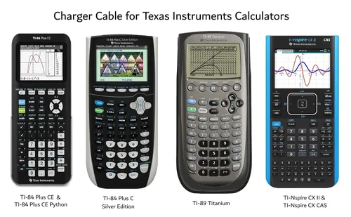 Vista 2 de TI84 TI-84 Plus CE Cable cargador para calculadoras gráficas Texas Instruments T1-84 ti 84 Plus CE Python Nspire cx ii Cable de alimentación/carga