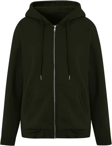 Vista 7 de DOLKFU Sudadera de manga larga con cremallera para mujer, cómoda, de color liso, holgada, casual, ropa de otoño