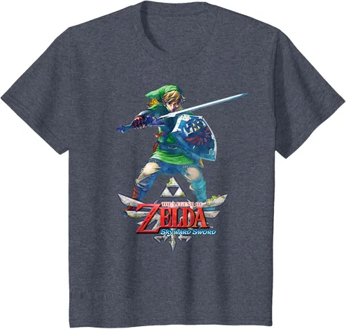 Vista 15 de Camiseta Nintendo Zelda Skyward Sword Link Ready for Battle Negro