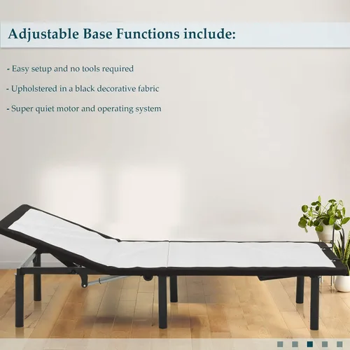 Vista 4 de Nutan Base de cama ajustable de 15 pulgadas con inclinación de cabeza, barra de retención de pie segura con ropa lateral decorativa, 6 barras