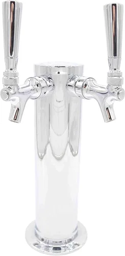 Vista 10 de K&B - Torre Kegerator de cerveza de doble grifo de 3 pulgadas, personalizable (1 grifo nitro robusto y 1 grifo cromado, mango cromado resistente)