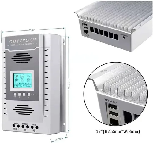 Vista 5 de Controlador solar MPPT de 100 amperios, entrada de 100 V, batería de litio LiFePO4 (plomo ácido AGM), voltaje de entrada máximo 100 V, potencia 1300